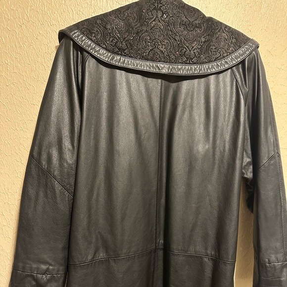 Vintage G-III Long Black Leather Trench Coat Jacket Size Medium - Picture 4 of 12